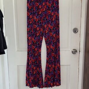 Wild Fable Red and Purple Floral Flare Pants